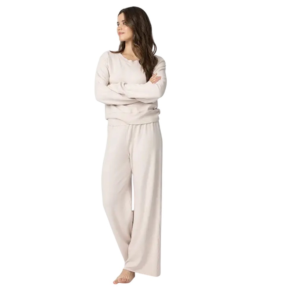 LAKE Relax Pants Set Oat Heather Lounge Pajama Modal Wide Leg Size S Soft Cozy